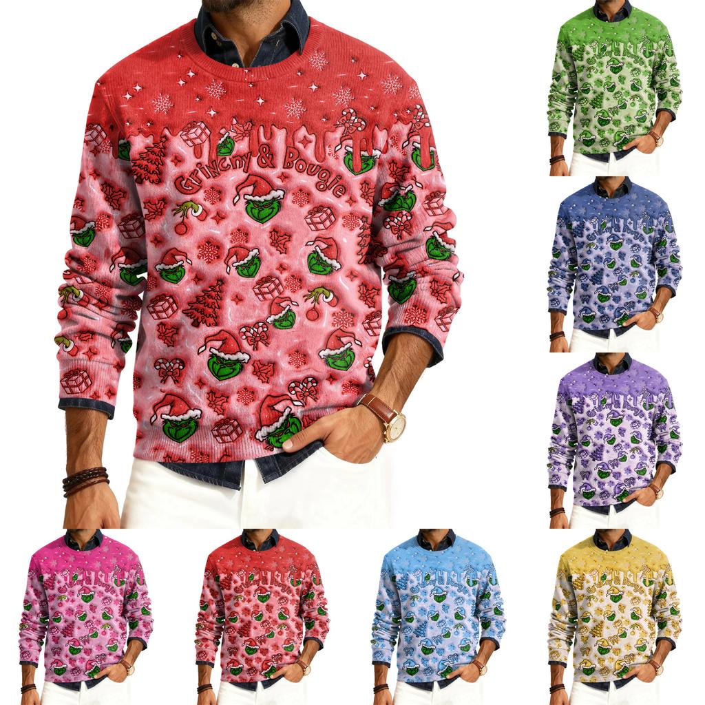 Herre Rund Hals Langermet Ribbestrikket Pullover