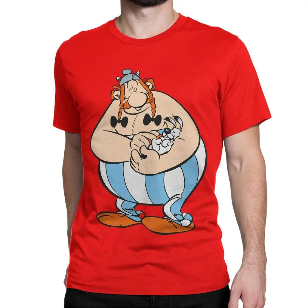 2025 Vintage Obelix and Dogmatix Asterix T-Shirt for Men Women Cotton T Shirt Anime Cartoon Short Sleeve Tees Gift Idea Clothing