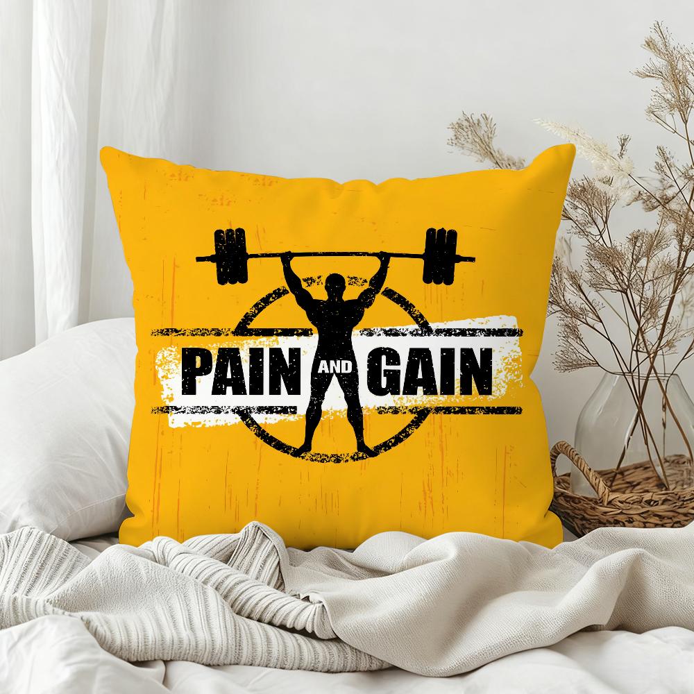 No Pain No Gain GYM Pillow Case Bedroom Sofa Living Room Backrest Decoration Square Cushion Nap Time