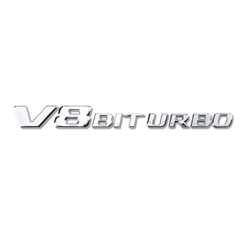ABS V8 BITURBO Letter Logo Car Sticker for Mercedes Benz Twin Turbo Logo Fender Modification Accessories Label Decorative Decal