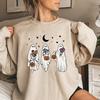 Vintage Halloween Ghost Sweatshirt Floral Retro Spooky Pumpkin Sweatshirts Women Long Sleeve Pullover Womens Halloween Hoodies