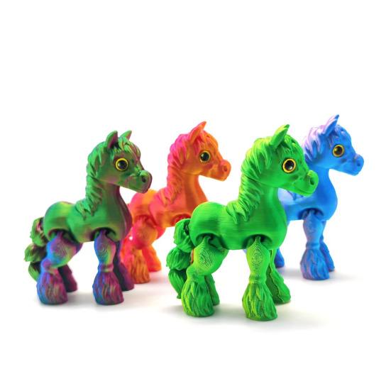 3D Printed Horse Fidget Toy Pony Figurine with Movable Joints Flexible Articulating Animal Model Statue Decoration Ornament