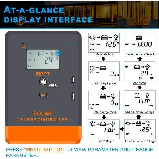 PowMr MPPT 40A 30A 20A Solcelleoplader Controller 12V 24V Solpaneler Regulator Oplader til Blysyre LifePO4 Lithium Batteri