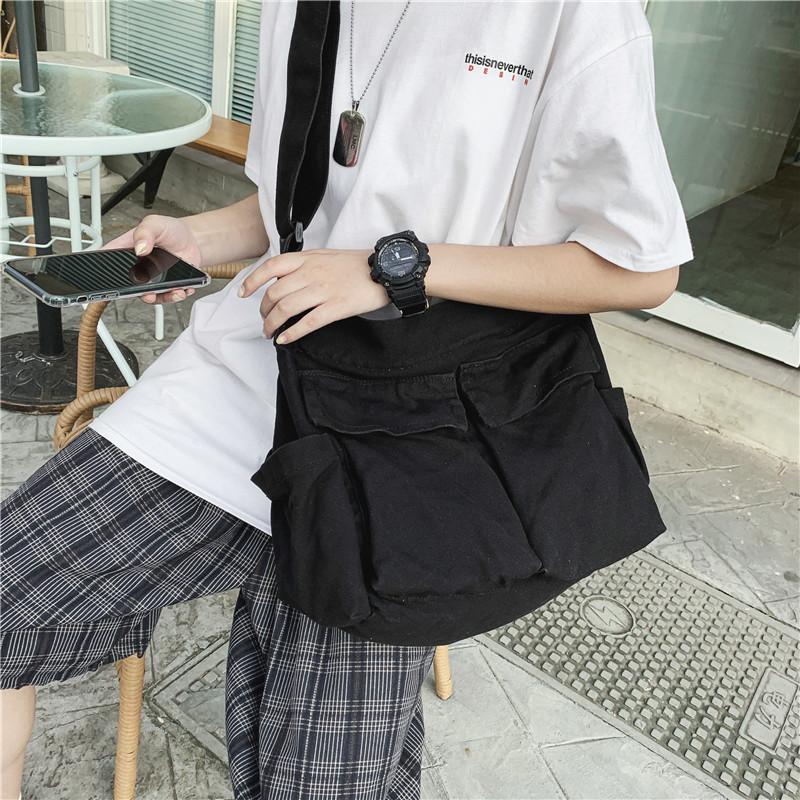 Vintage Messenger Bag Large Capacity Canvas Shoulder Bag Multi Pocket Messenger Bags Suitable for Daily Use Shopping Weekend Outings
