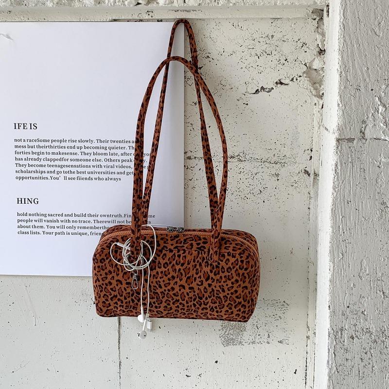 

Suede bag retro fashion autumn and winter new armpit leopard print bag plaid portable shoulder bag