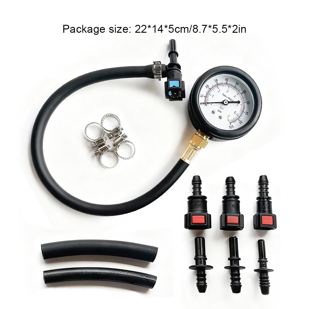 Fuel Pressure Test Kit Fuel Pressure Gauge - 0-100PSI Fuel Injection Pump Pressure Tester Gauge Kit for Car, Motorcycle, Truck