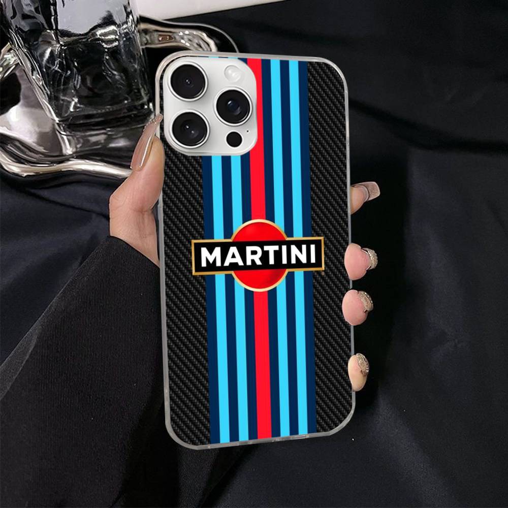 

M-Martini Racing Horizontal Stripe Phone Case For IPhone 17 16 15 14 13 12 11 Plus Pro Max Satin Colorful Glossy Cover iPhone 14Pro Max