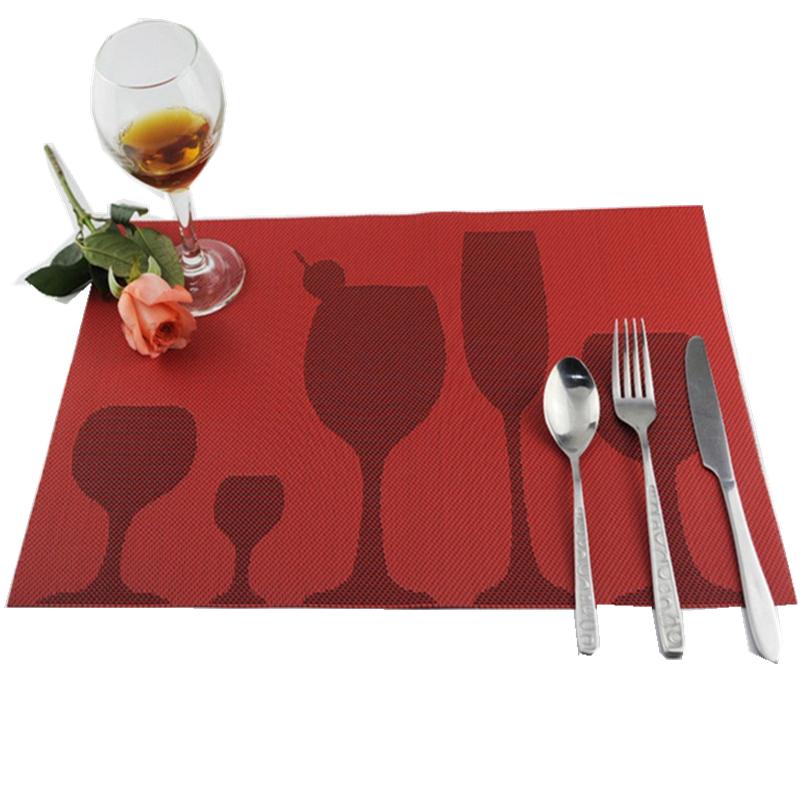 1Pc 30x45cm Love Heart Rose Pattern PVC Placemat Home Dinner Table Mat Valentine Day Wedding Party Decoration
