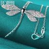 DOTEFFIL 925 Silver 40-75cm Chain Big Dragonfly Pendant Necklace For Women Wedding Engagement Party Fashion Jewelry