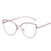 Metal Frame Cat Eye Eyeglass Diamond Bordered Anti Blue Light Glasses Fashionable Vintage Women Eyewear