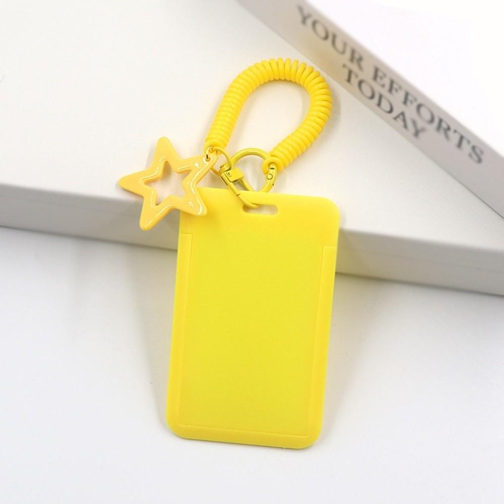 

Colorful Kpop Photocard Holder Retractable Plastic Photo Display Holder Spring Lanyard with Star Keychain жёлтый