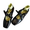 Schafslederversion~ Schleifenwort mit Mary Jane Schuhen Damen Französische weiche Sohle mit Rock eckige Spitze flacher Boden flacher Ausschnitt Einzelner Schuh