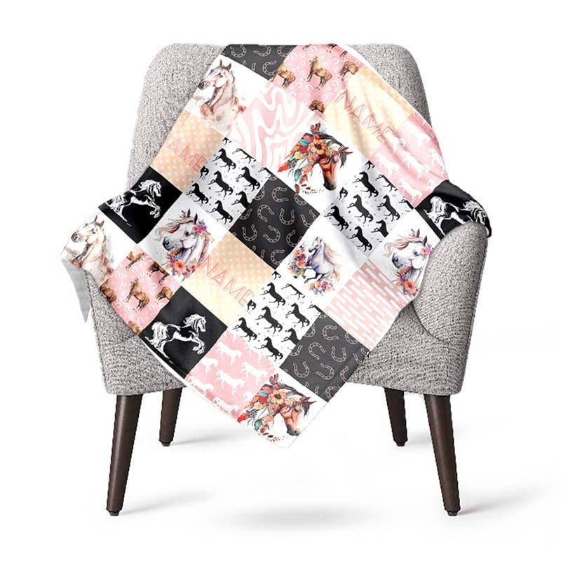 Horse Customize Your Name Blanket Used For Chair Office Sofa Bed Camping Soft And Warm Giving Friends And Relatives Birthday Graduation Gift