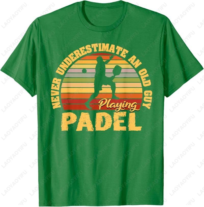 Never Underestimate An Old Guy Playing Padel Tennis Tee Funny Player Silhouette Graphic Sports Lover Gift Unisex Cotton Shirt