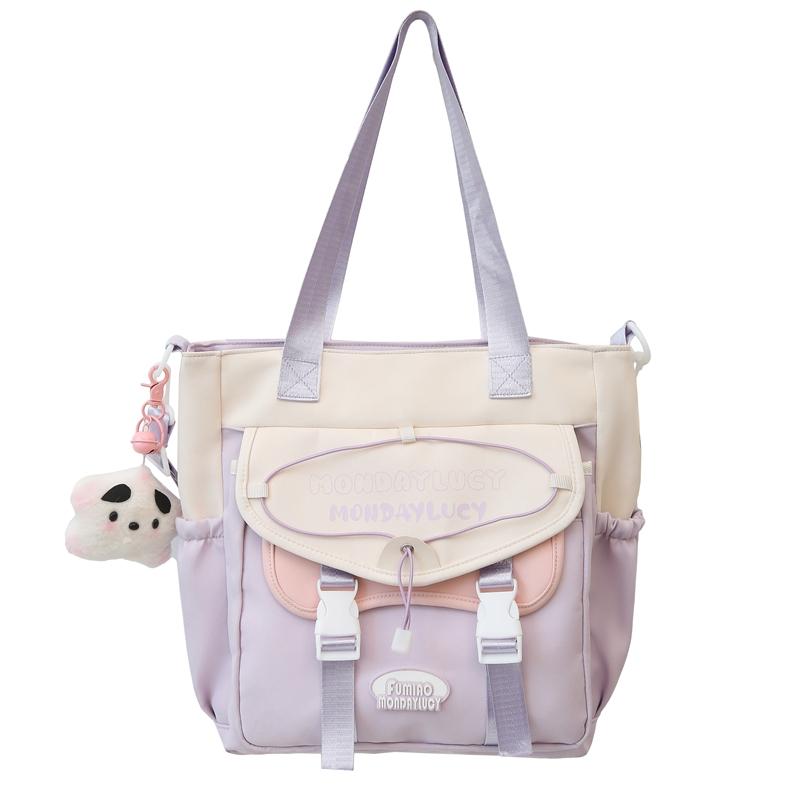 Color Block Shoulder Bag Women's Large Capacity Tote Bag Lightweight Handbag Student Crossbody Bag