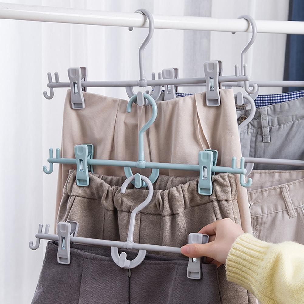 5pcs Plastic Rotary Trouser Stand Pants Racks Attachable Windproof Skirt Clip Wet And Dry For Balcony Wardrobe Space Saving