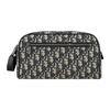 Dior Allover Logo Zip Closure Oblique Jacquard Grain Leather Toiletry Bag Men Toiletry Bag Beige Black 2ESCA494YKY-H27E