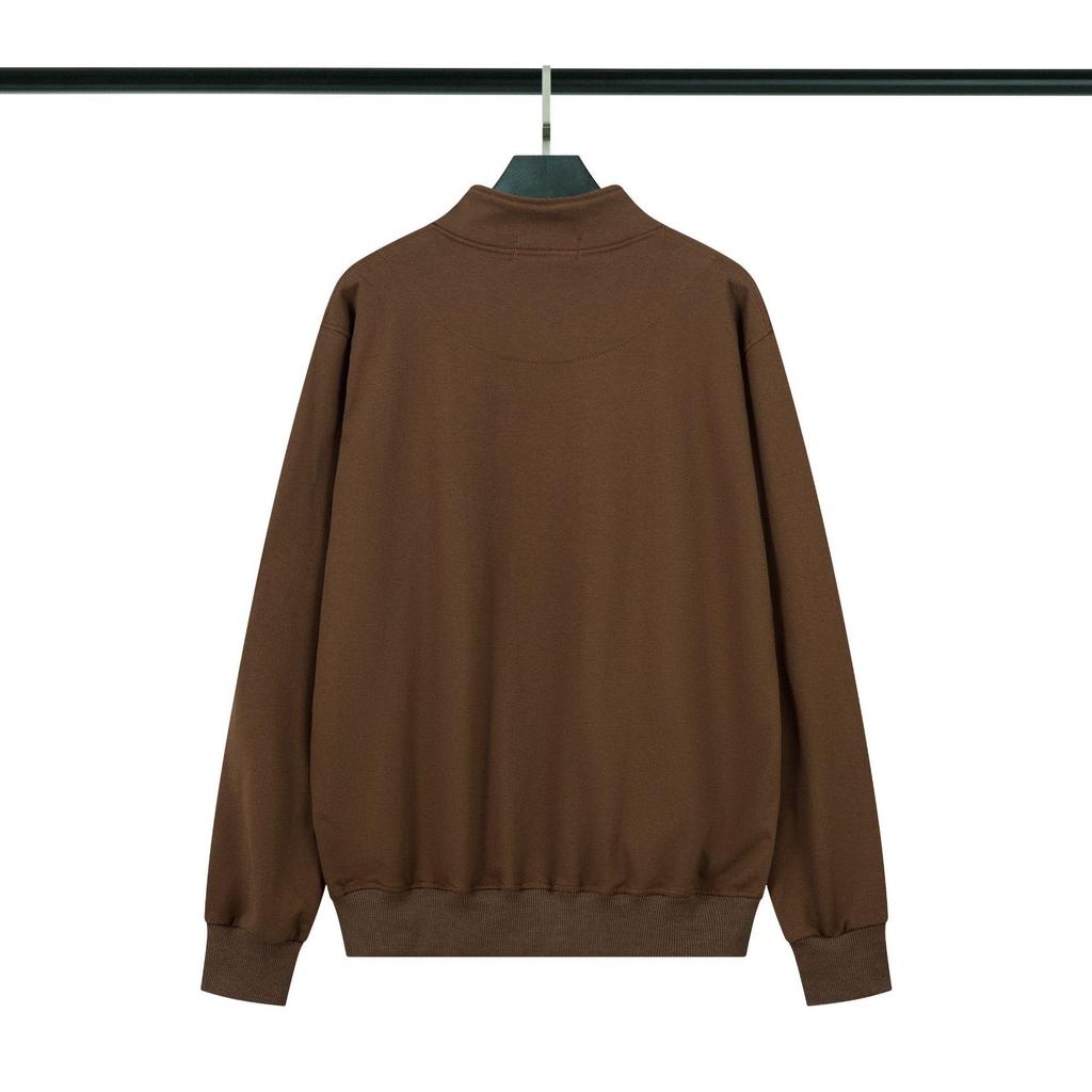 Stone Island Unisex Unifarbener Aufnäher Halber Reißverschluss Lockerer Pullover Hoodie