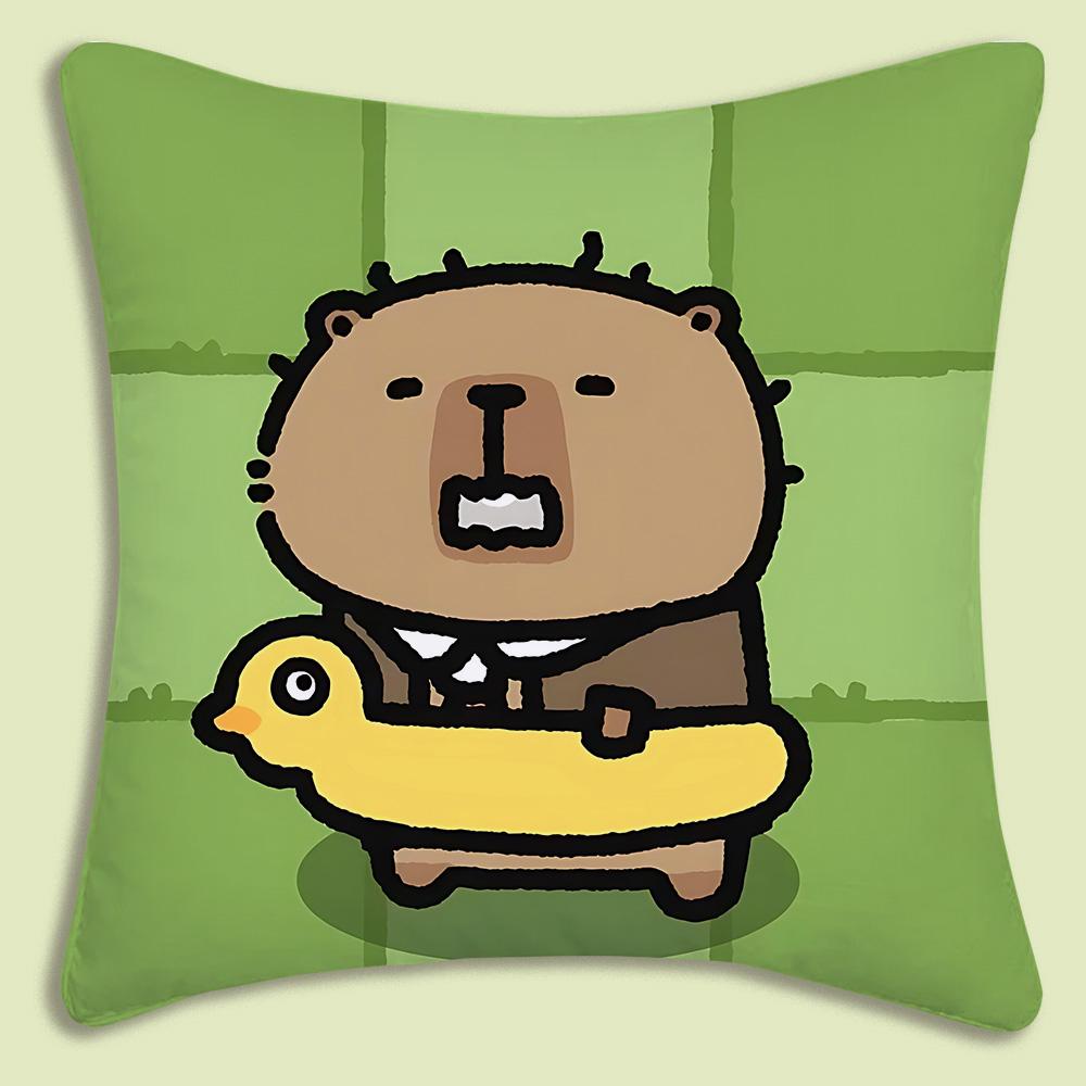 Pillow Covers Cartoon Capybara Sofa Decorative Home Double-sided Printing Short Plush Cute Cushion Cover