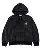 Graver [Unisex] Flower Dot Embroidered Knit Striped Zip-Up Hoodie_Black Charcoal