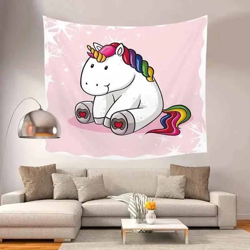 Rainbow Unicorn Pattern Tapestry Office Living Room Tapestry Home Wall Decoration Tapestry