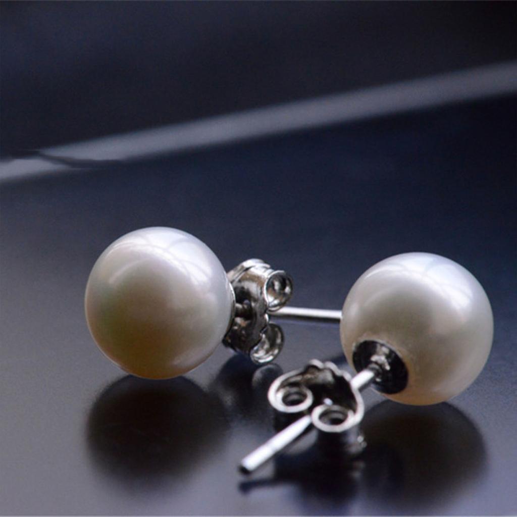Copper Pearl Earrings Women Fashion Elegant Fresh Pure Copper Geometric Design Stud Earrings
