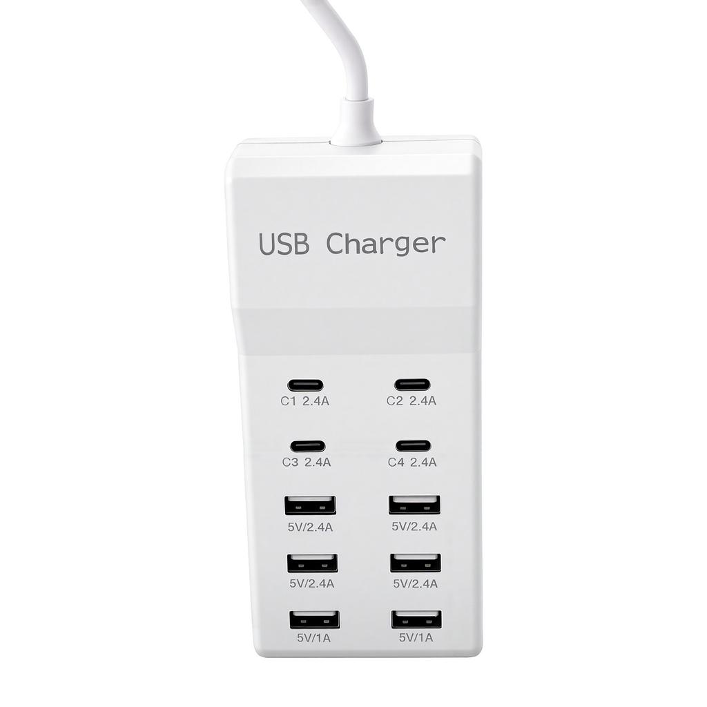 10 Port USB Power Strip 50W Smart Space Saving USB Charging Station for Home Travel Use