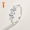 Romantic Heart Theme Design S925 Silver Ring Prong Set Heart Cut Moissanite Hypoallergenic Logo Custom Daily Dating Wear Ring
