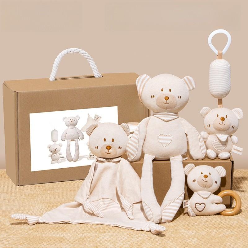 Set Regalo per Neonato Giocattoli Morbidi in Cotone Biologico con Dentizione e Presa per Neonati