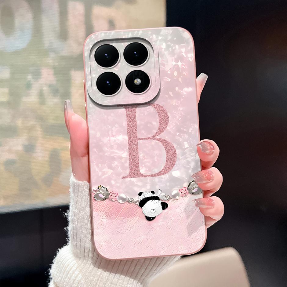 Casing For Xiaomi 15 15T Pro 5G Phone Case Cute Panda 26 Letter Shockproof Liquid Silicone Cover For Xiaomi15 Pro 15TPro Fandas
