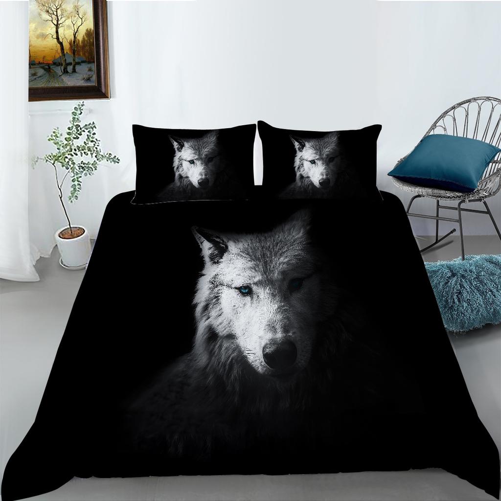 Shopify Bettwäsche Zwei- oder Dreiteilig Digitaldruck Polyester Wolfsserie