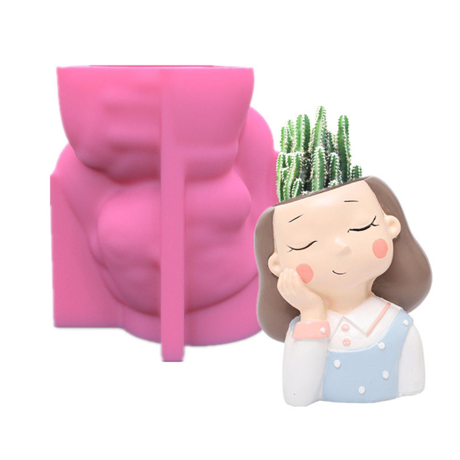 

Ручная работа Милая девушка Цветочный горшок УФ эпоксидная смола Форма Подставка для ручек Подсвечник Цементный горшок Кашпо Силиконовая форма DIY Crafts B