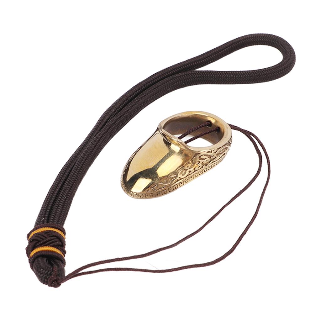 Bågskytte Tumringar Bra Skydd Graveringsmönster Mässing Fingerskydd med Anti-Tappsnöre för Utomhusjakt