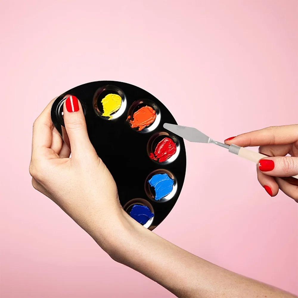 7PiecesCake Palette Knife Art Small Clay Tools Baking Mini Oil Spatula for Decoration DIY/Decoration Design PlasticWooden Handle