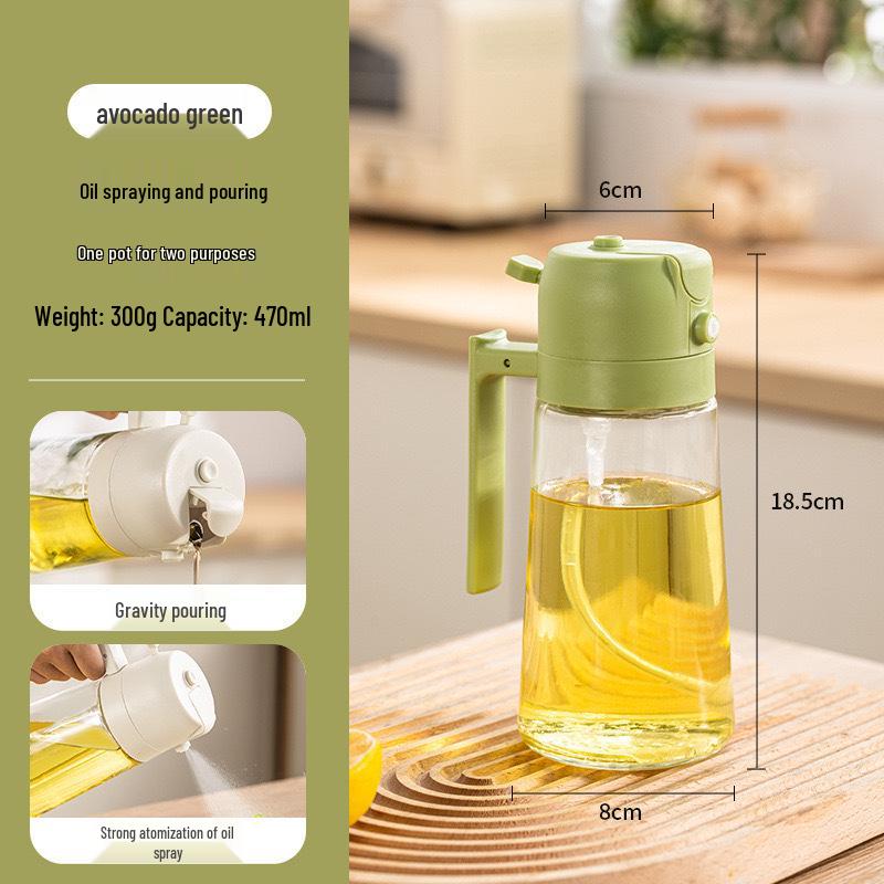 Large Capacity Leak-Proof Glass Oil Sprayer and Pour Bottle with Cover and Handle for Kitchen