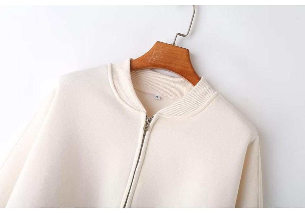 European & American Women's Style Zipper Pilot Jacket Hoodie Set