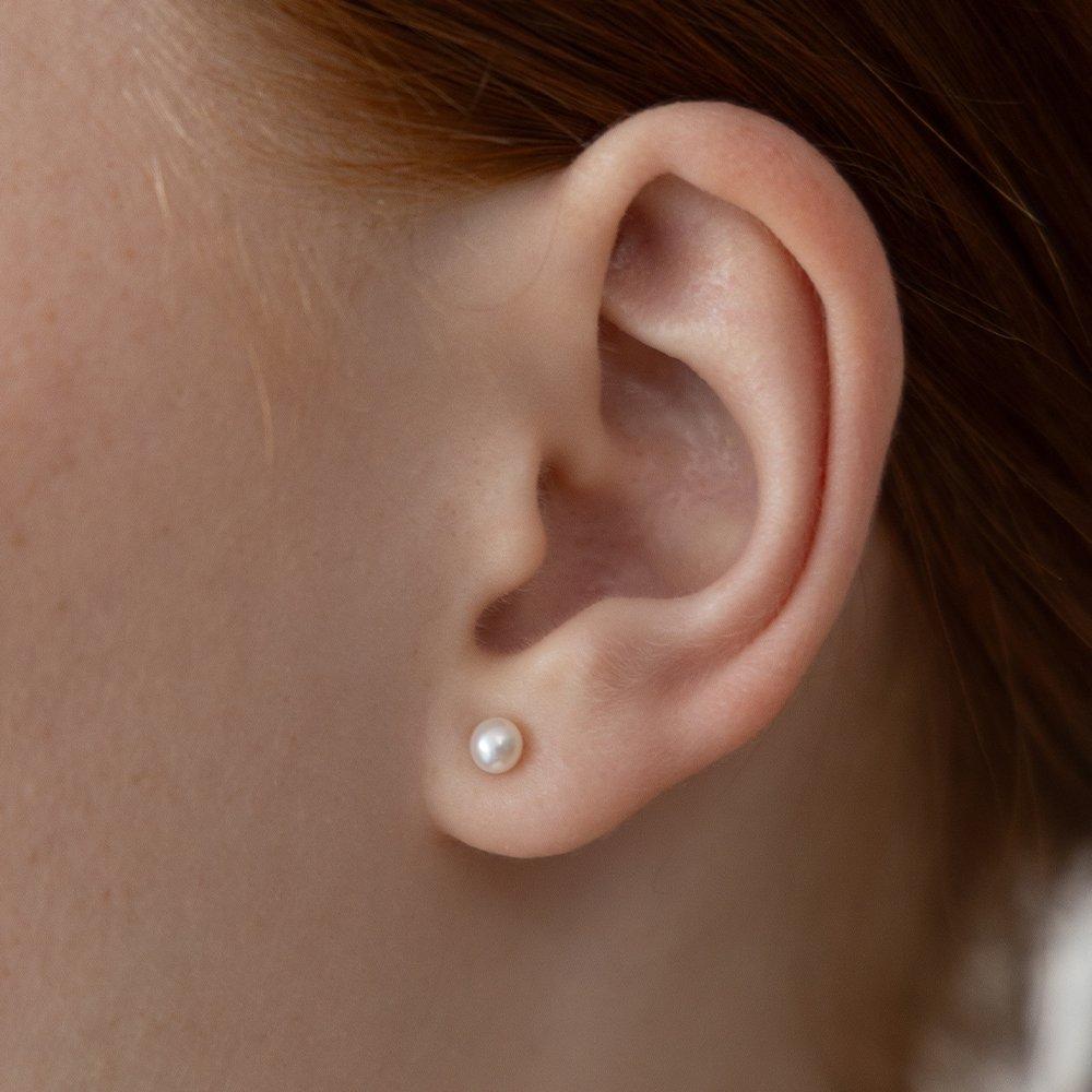 (925 Silver) Meringue Freshwater Pearl Stud Earrings Ec3240 Size 4