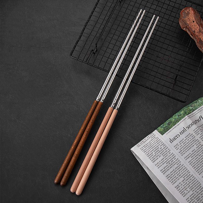 1Pair Stainless Steel Chopsticks Long Chopsticks Cook Noodles Deep Fried  Pot Chinese Chopsticks Reusable Metal Chopstick