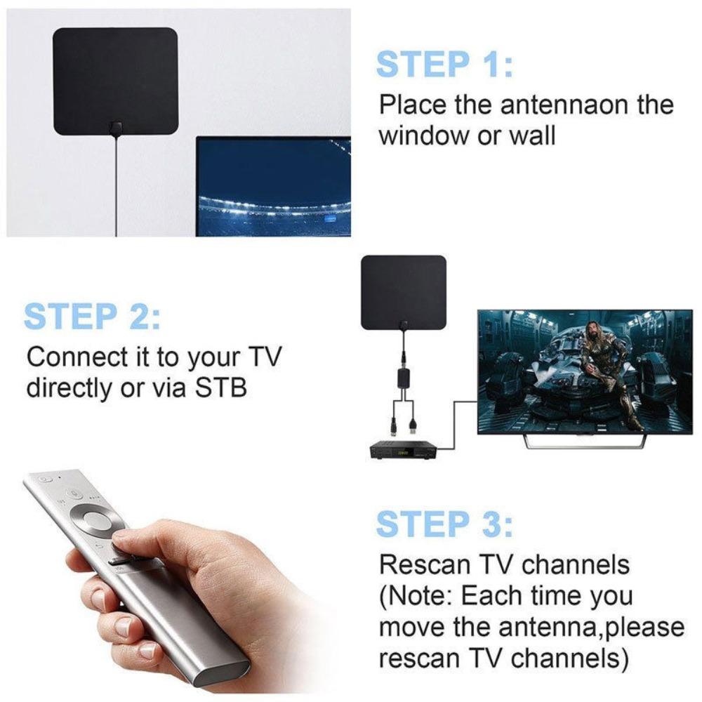 2025 Upgraded HD Digital TV Antenna Indoor Outdoor Long Range Reception 4K 1080P Smart TV Amplifier Signal Booster