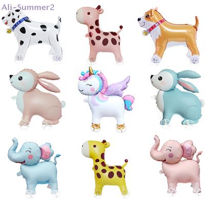 {MX} 4D Cartoon Animals Stand Walking Balloon With Wheel Capybara Dinosaur Foil Balloons  For Kids Birthday Party Decoration