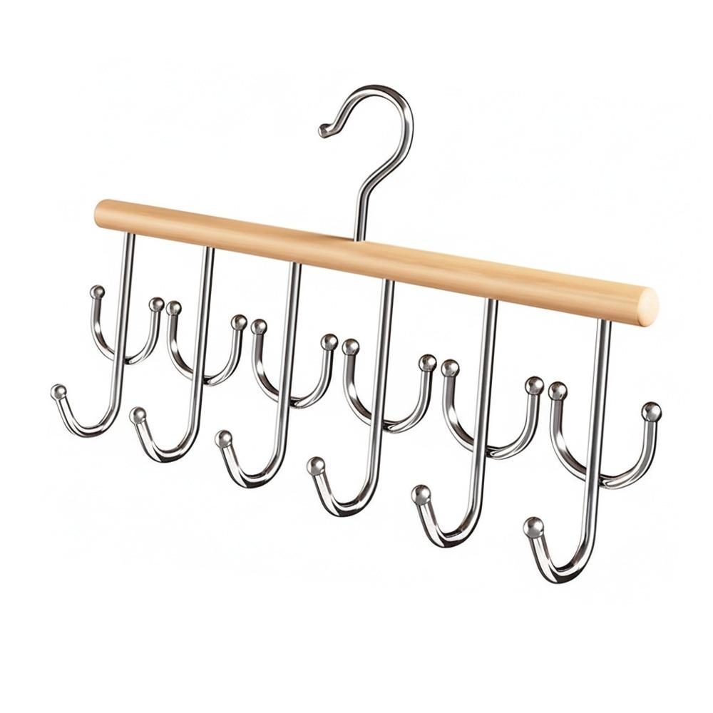 

Wall Mounted Wooden Sling Hanger 360 Degrees Rotating Large Capacity Camisole Clothes Hanger Space Saving with 18 Hooks