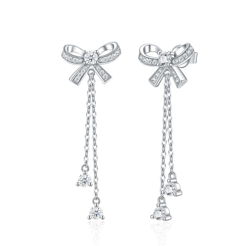 Elegant Butterfly Stud Earrings In Sterling With Moissanite Gemstone Hypoallergenic Daily Wear