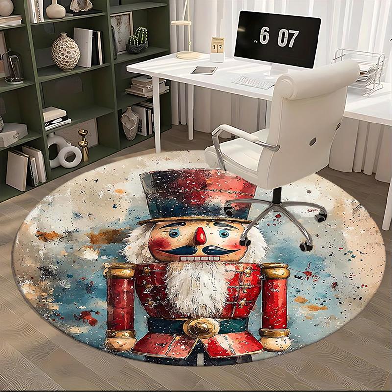 1pc Christmas Nutcracker Chair Mat - Anime Cartoon Design, Non-Slip Carpet for Office Chair, Festive Gift, Seasonal Decor, Living Room, Bedroom, Game