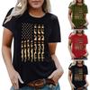 Real Shot Amazon Independence Station Cross-border European, American Independence Day Printed Short Sleeve Top Women's Summer Outer Bottom Shirt
