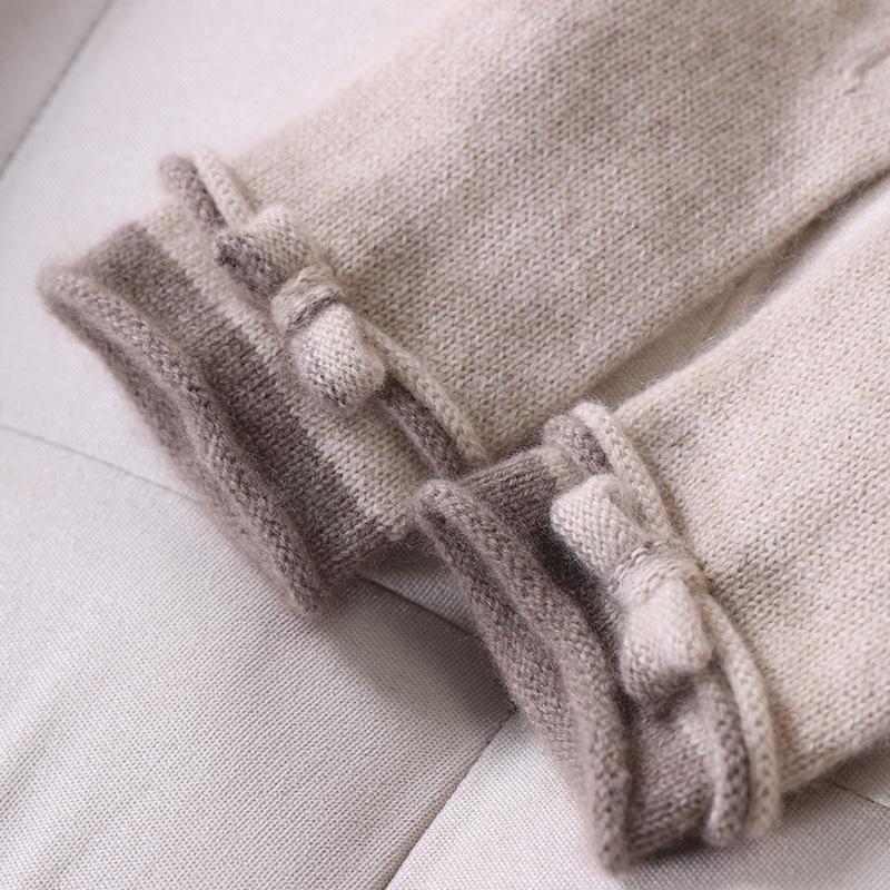 New Autumn and Winter Bowknot Women's Five Fingered Warm Gloves and Cold Proof Cycling Knitted Gloves