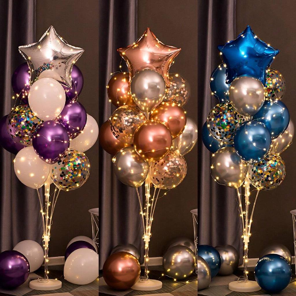 1Set Floor Balloon Column Kit With Stand, Base and String Lights For Background Decoration Bachelorette,Weddings, Birthday Party