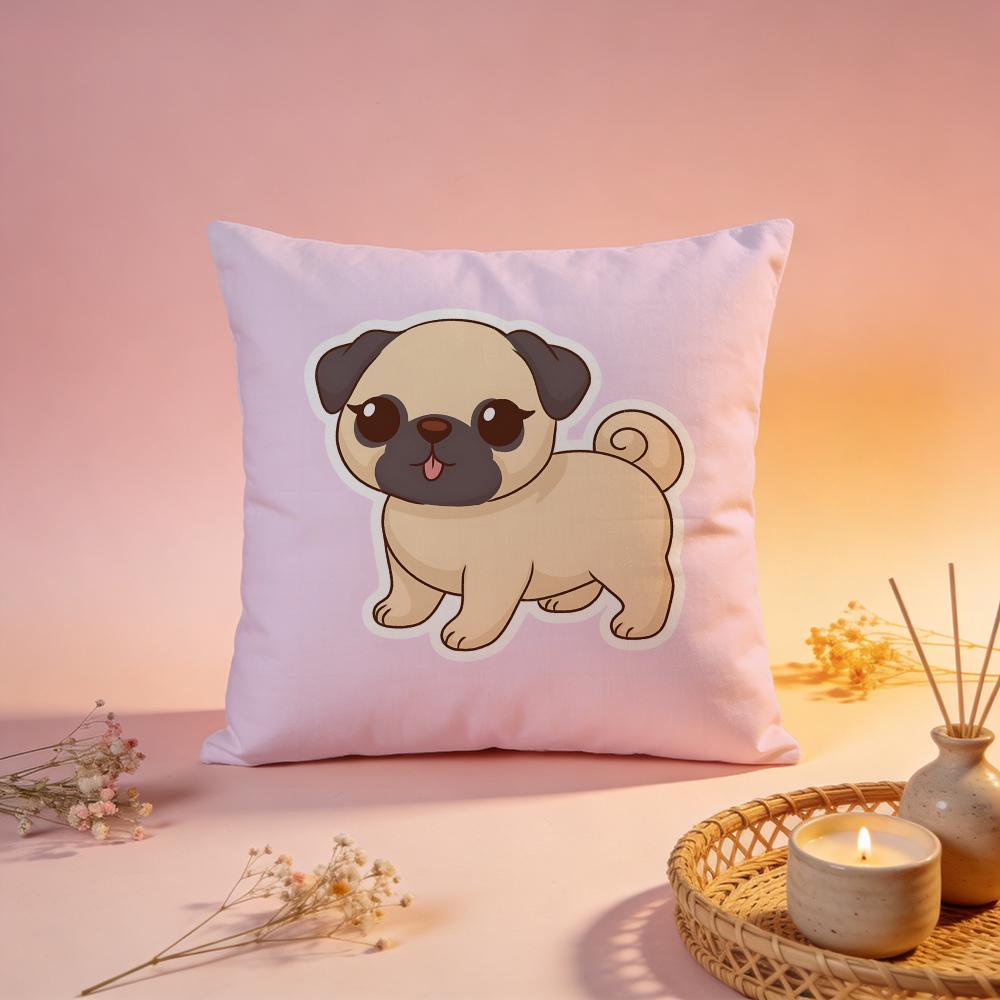 Lovely Cute Pug Dog Cushion Cover Comfortable Durable Pillow Cover MultiScene for Home Office Car Sofa