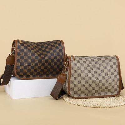 Borse a Quadri Classiche da Donna Borsa a Spalla Stampata alla Moda Borsa a Tracolla in Ecopelle ad Alta Capacità Borsa a Mano per Uso Quotidiano Portamonete CLE
