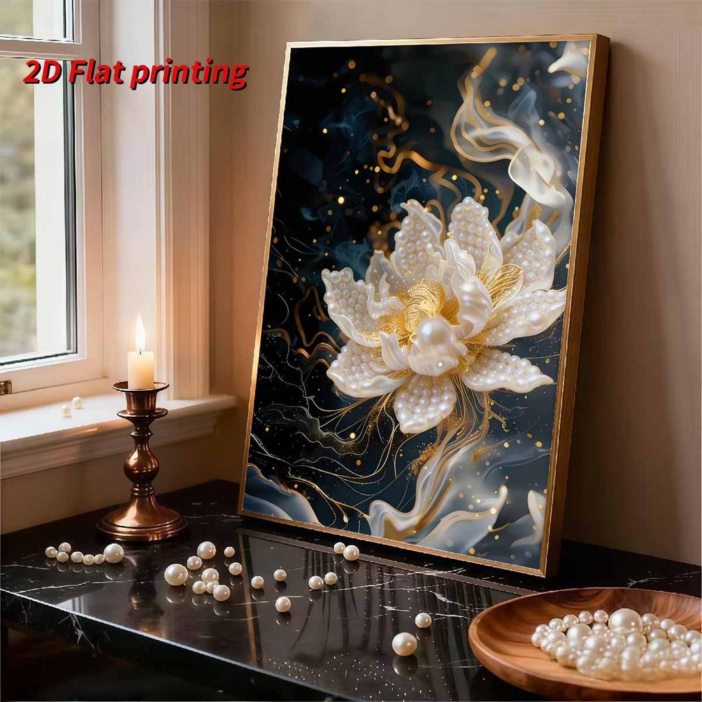 Pearl Painting Kit White Lotus Flowers Theme Frameless Handicraft DIY Bedroom Decoration Living Room Wall Art Room Decoration Art Craft Decoration