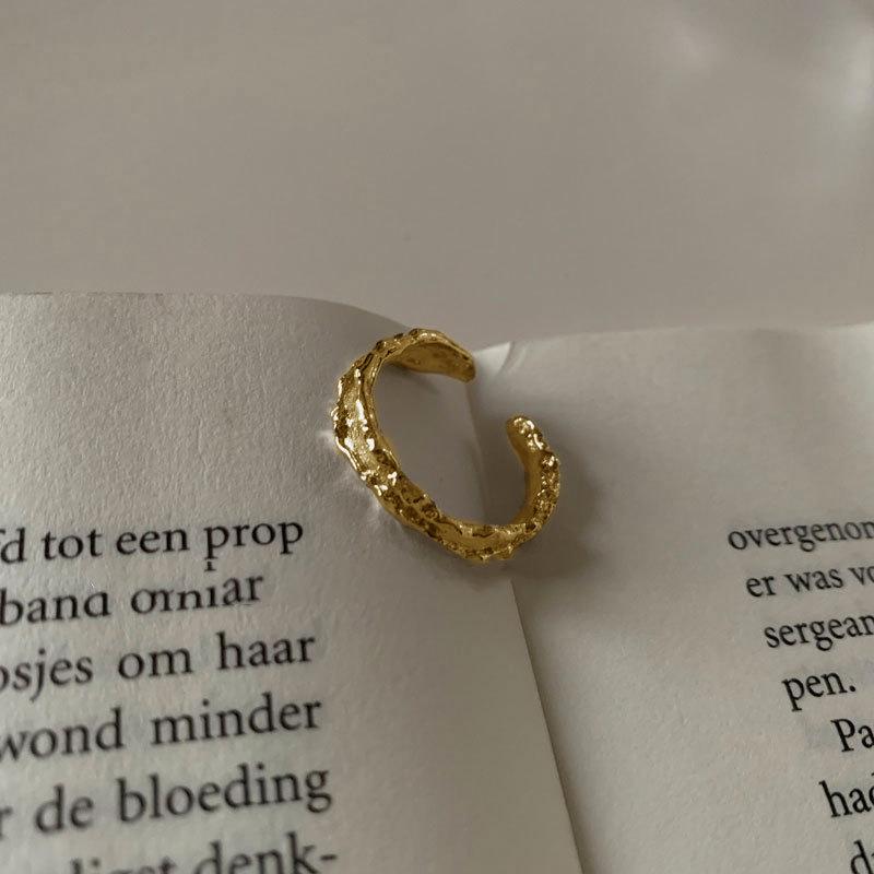 Irregular Lava Texture Open Ring INS Premium Niche Design Simple Stackable Index Finger Ring Casual Dainty Minimalist Fashion Daily Jewelry